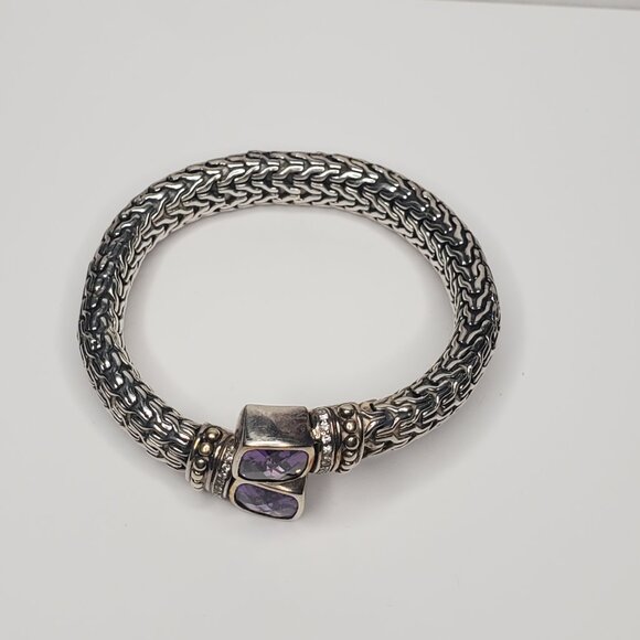 Sterling Silver Amethyst Bypass Bracelet, David Yurman Look-alike - Picture 10 of 10